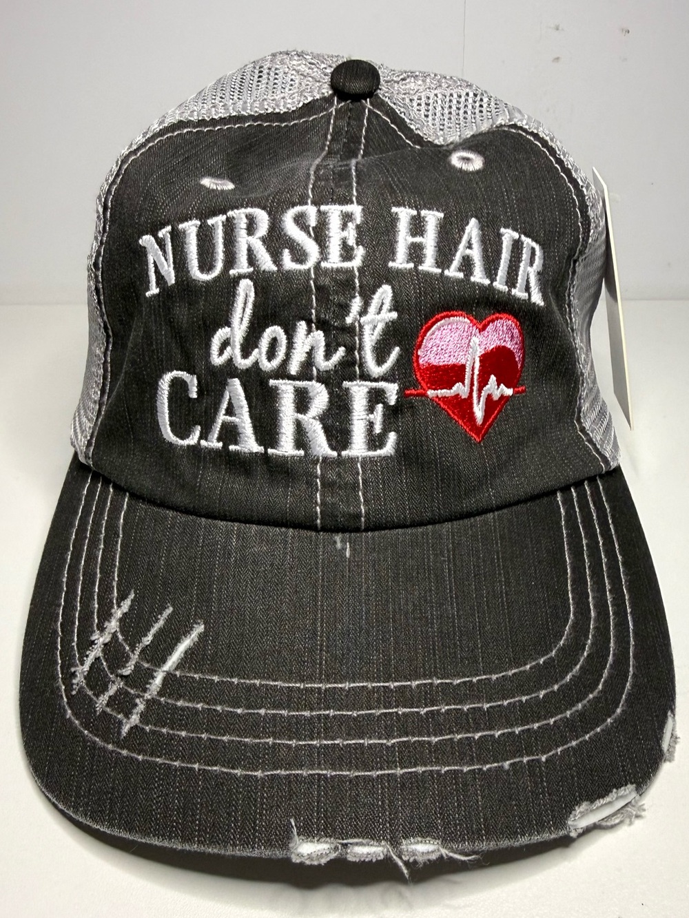 NWT Katydid Black and Gray Women’s Trucker Hat NURSE HAIR DON’T CARE